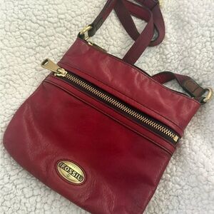 Fossil Burgundy Leather Crossbody Bag